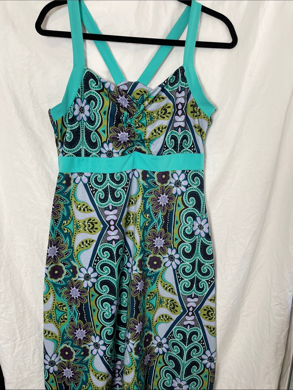 Prana Teal Floral Paisley Sundress Size XL
